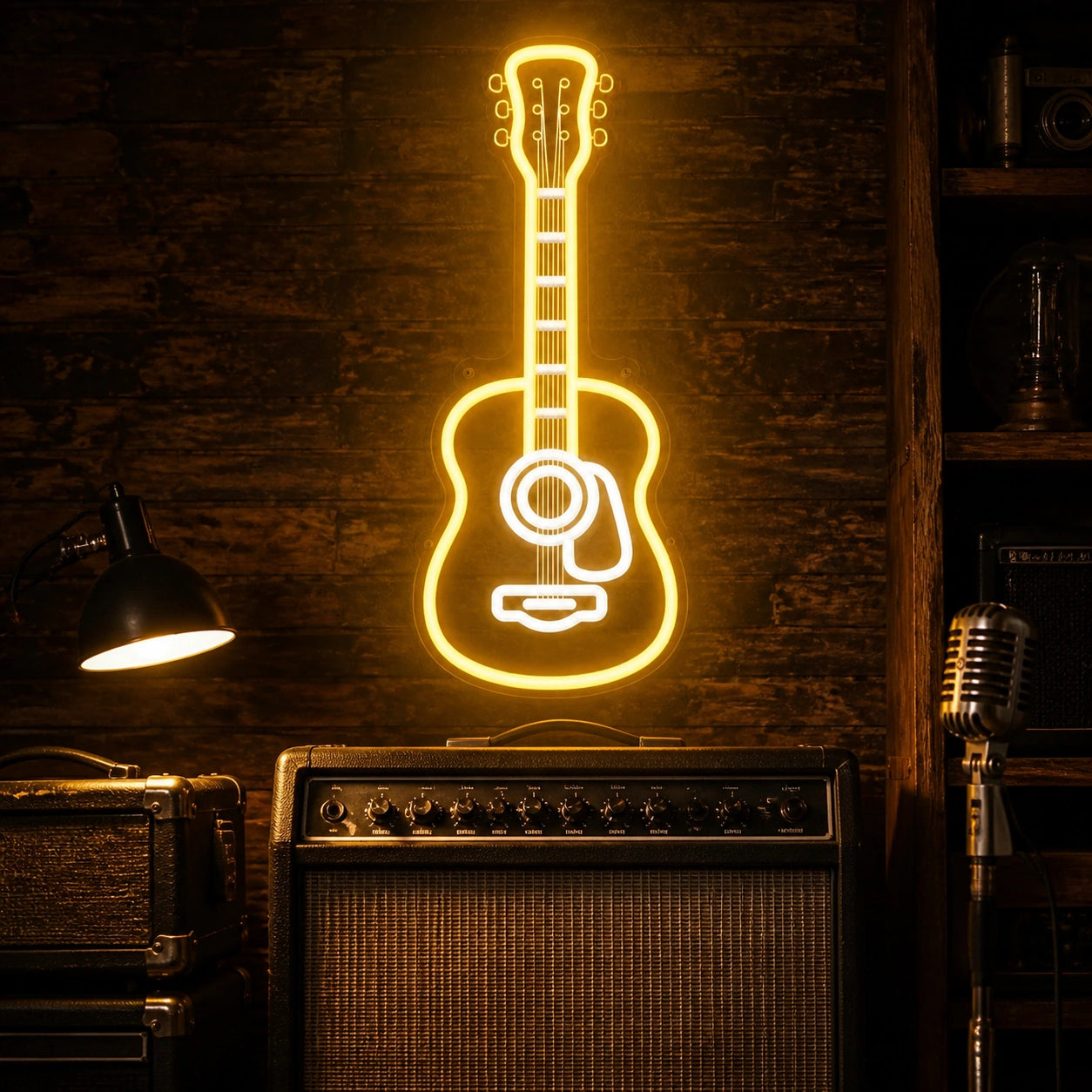 Acoustic Guitar Garage Neon Sign Vintage LED Neon Sign high-converting product image