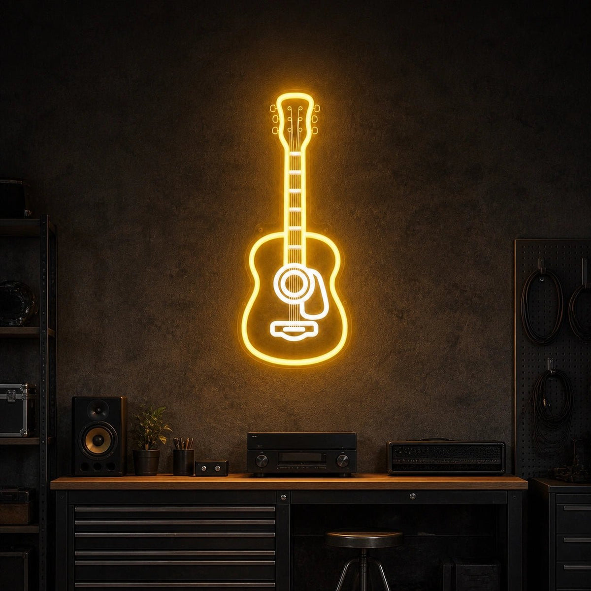 Acoustic Guitar Garage Neon Sign Vintage LED Neon Sign - Shineneon