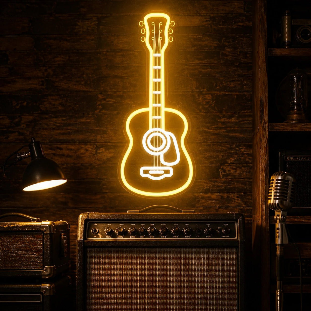Acoustic Guitar Garage Neon Sign Vintage LED Neon Sign - Shineneon