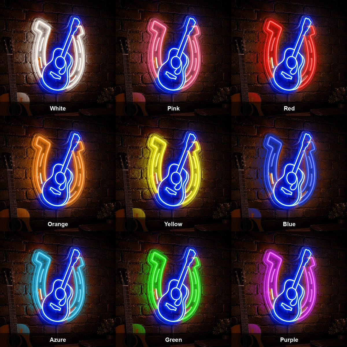 Acoustic Guitar Horseshoe LED Neon Sign - Shineneon