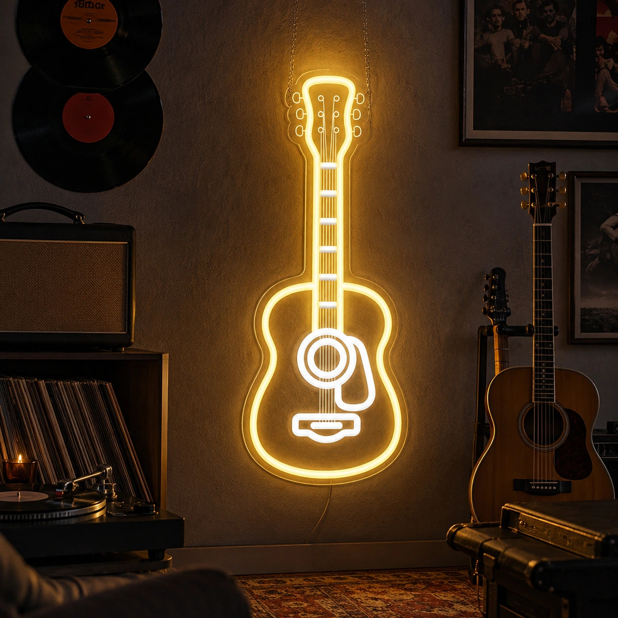 Acoustic Guitar LED Neon Sign real lifestyle scene