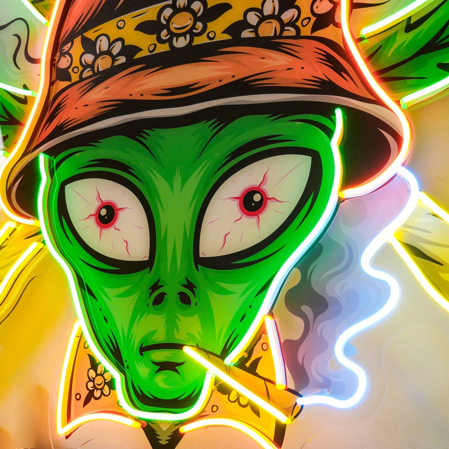 Addict Alien Green Orange Uv Printed Led Neon Sign For Indoor Decor | Shineneon