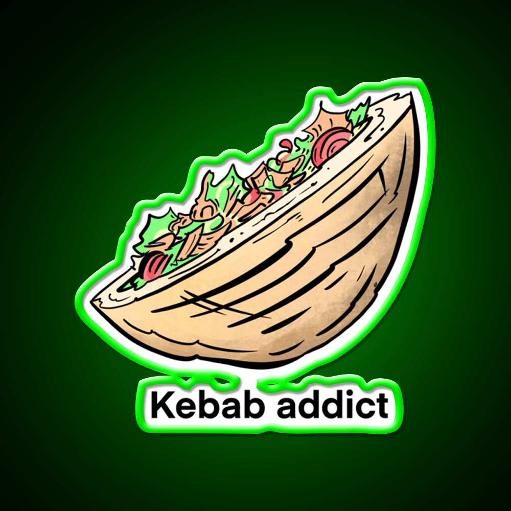 Addict Au Kebab Doner Kebab Fast Food Led Neon Sign For Burger Place Rgb Color - Shineneon