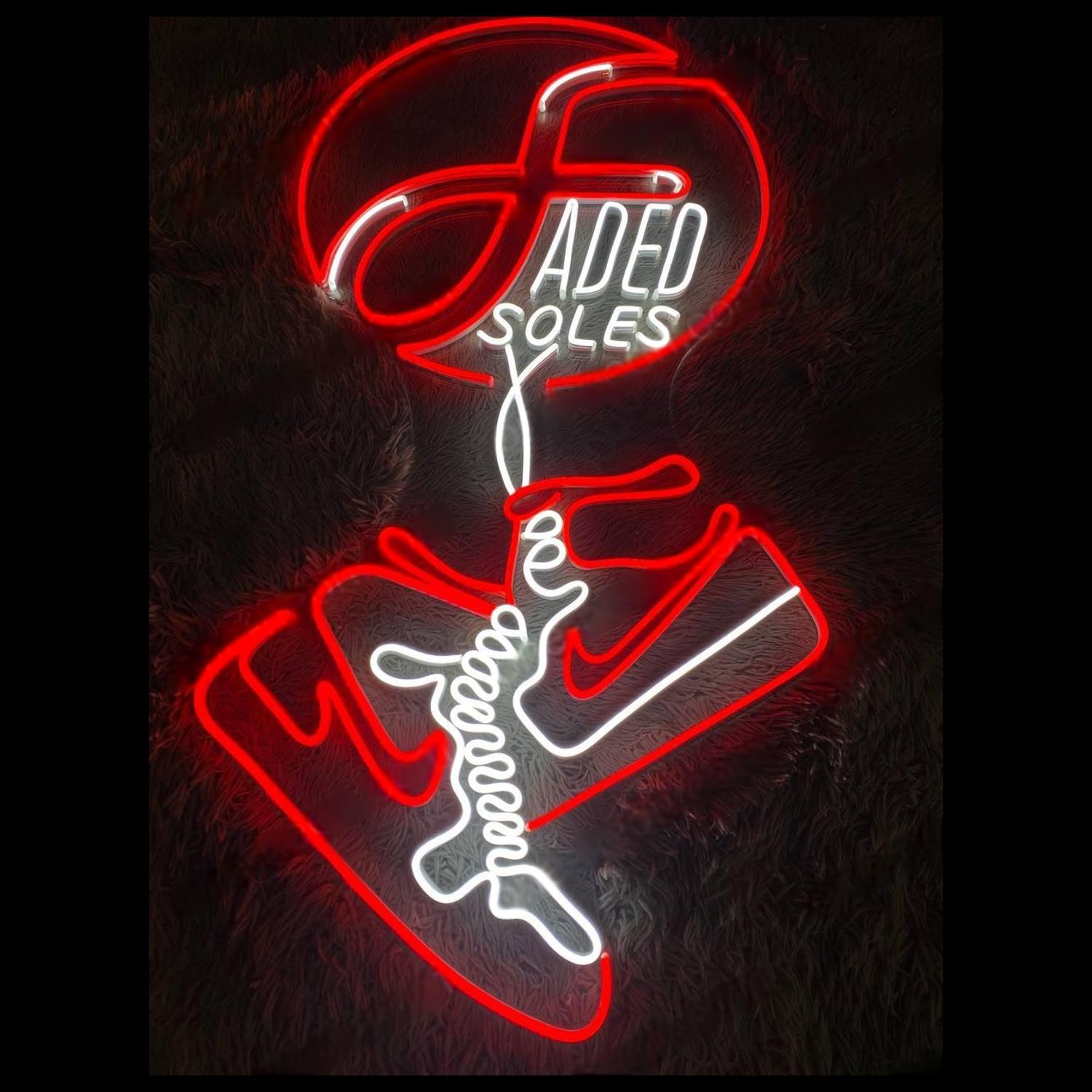 Aded Soles Red-White Sneaker Logo Led Neon Sign For Trendy Store Decor | Shineneon