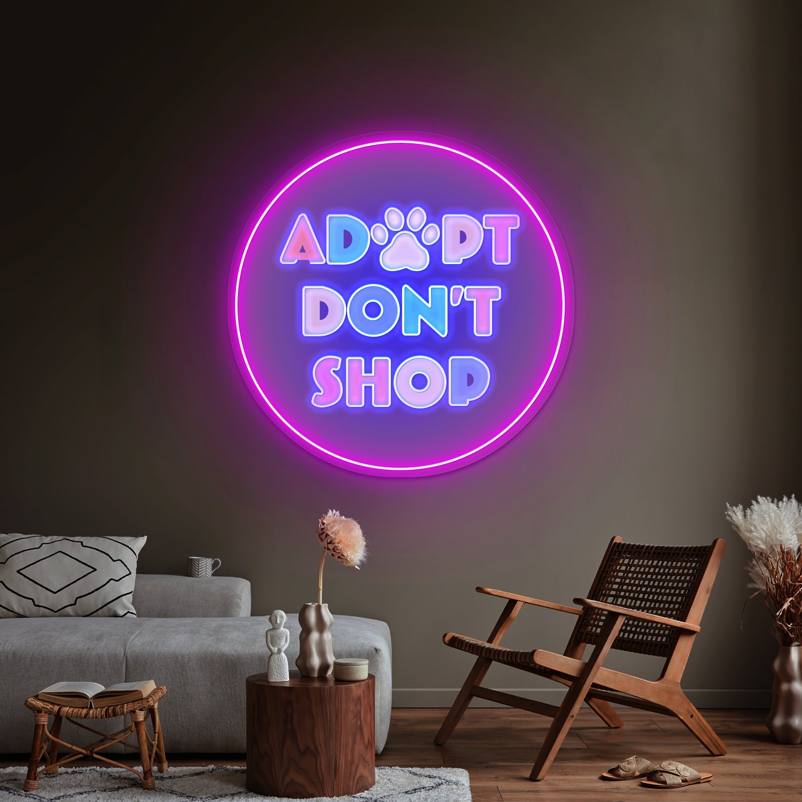 Adopt Dont Shop Multicolor Neon Signs For Inexpensive Custom Neon Signs Artwork