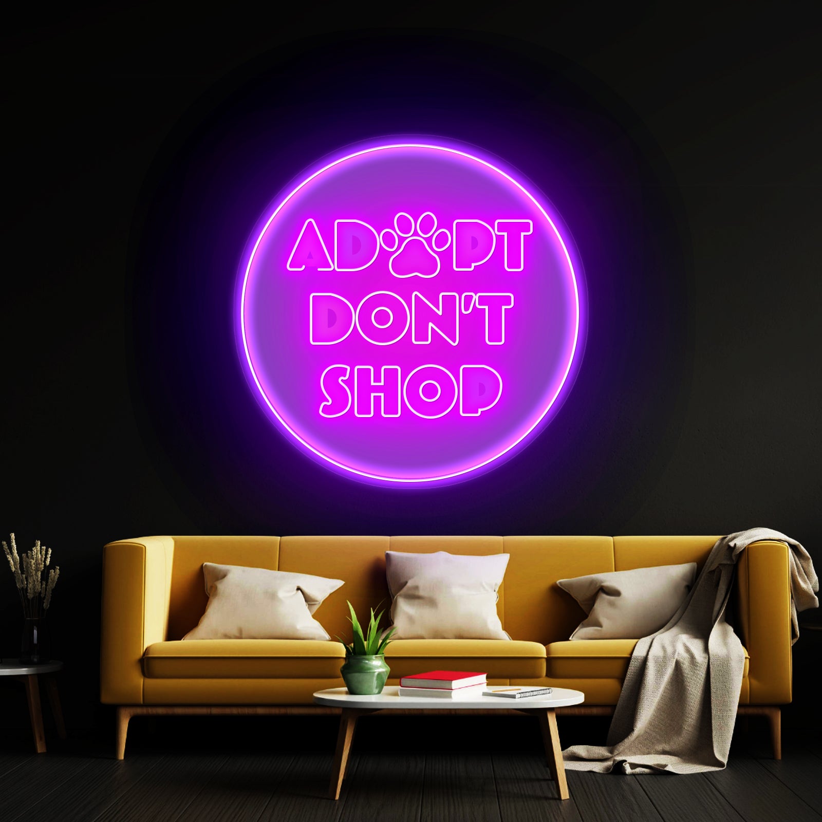 Adopt Dont Shop Multicolor Neon Signs For Inexpensive Custom Neon Signs Artwork