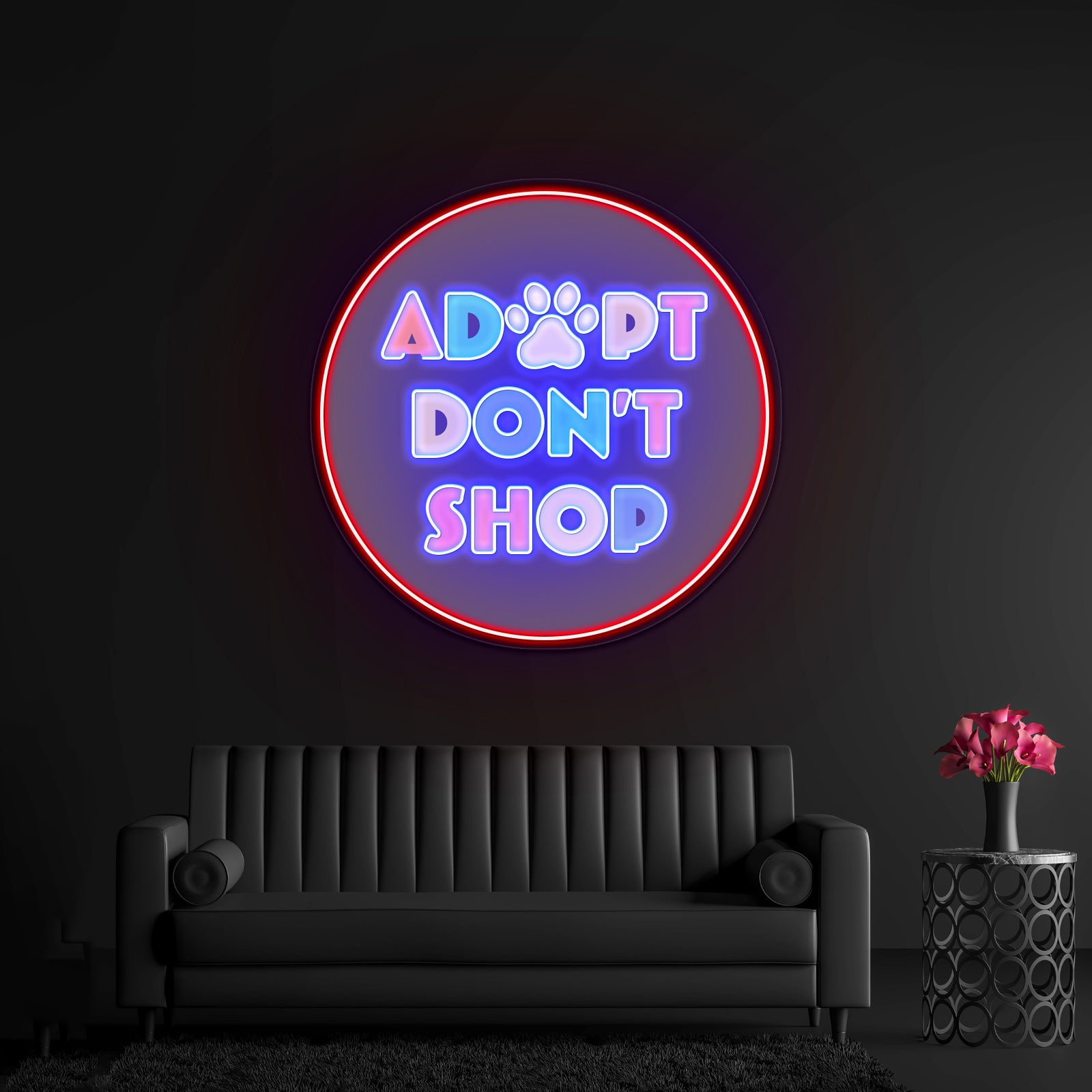 Adopt Dont Shop Multicolor Neon Signs For Inexpensive Custom Neon Signs Artwork