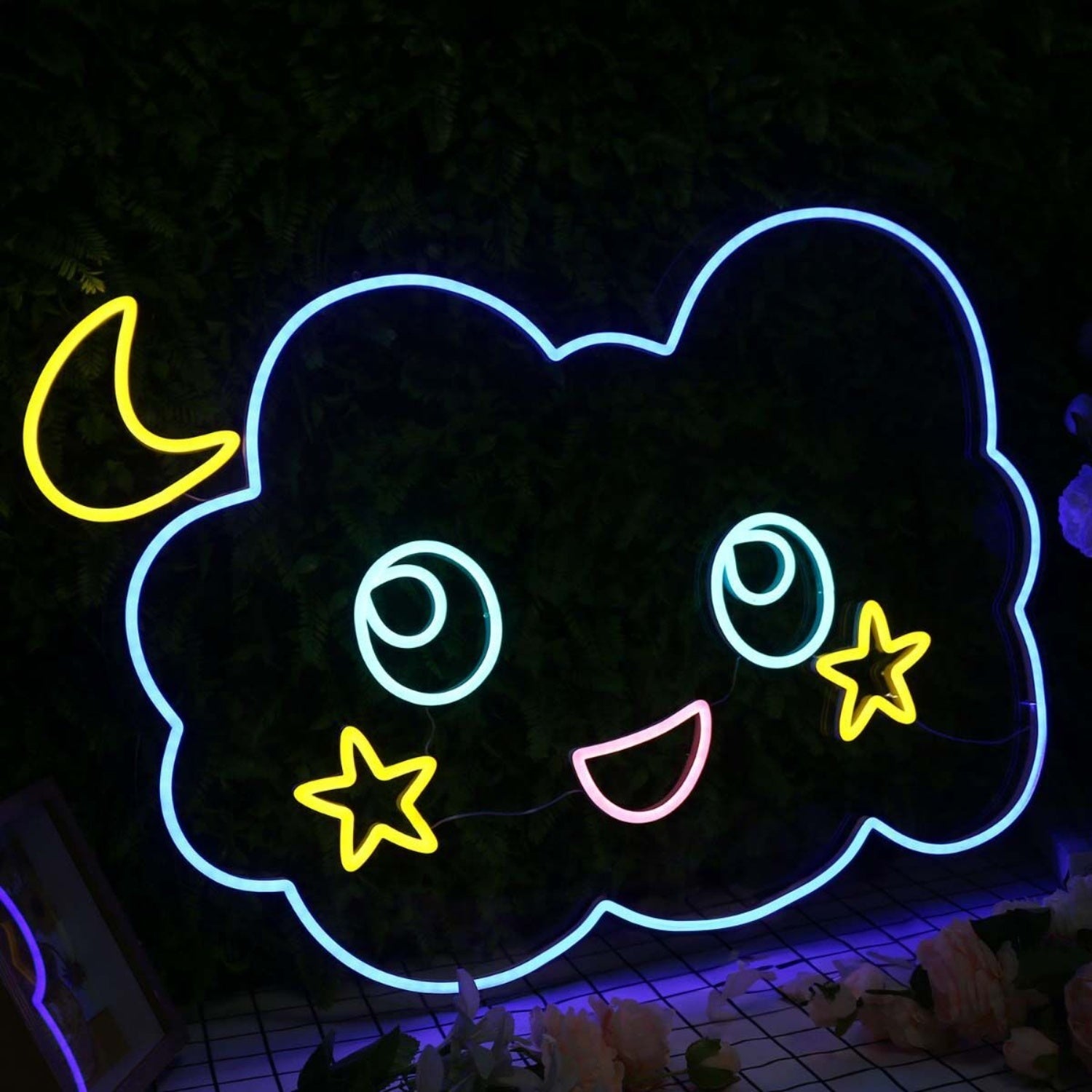 Adorable Cloud With Moon And Stars Led Neon Sign - Shineneon