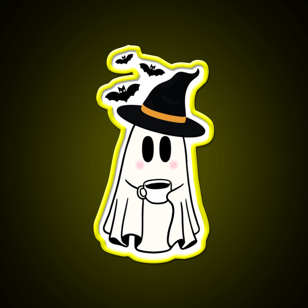 Adorable Witchy Ghost Cafe Led Neon Sign Espresso Bar Art Rgb Color - Shineneon