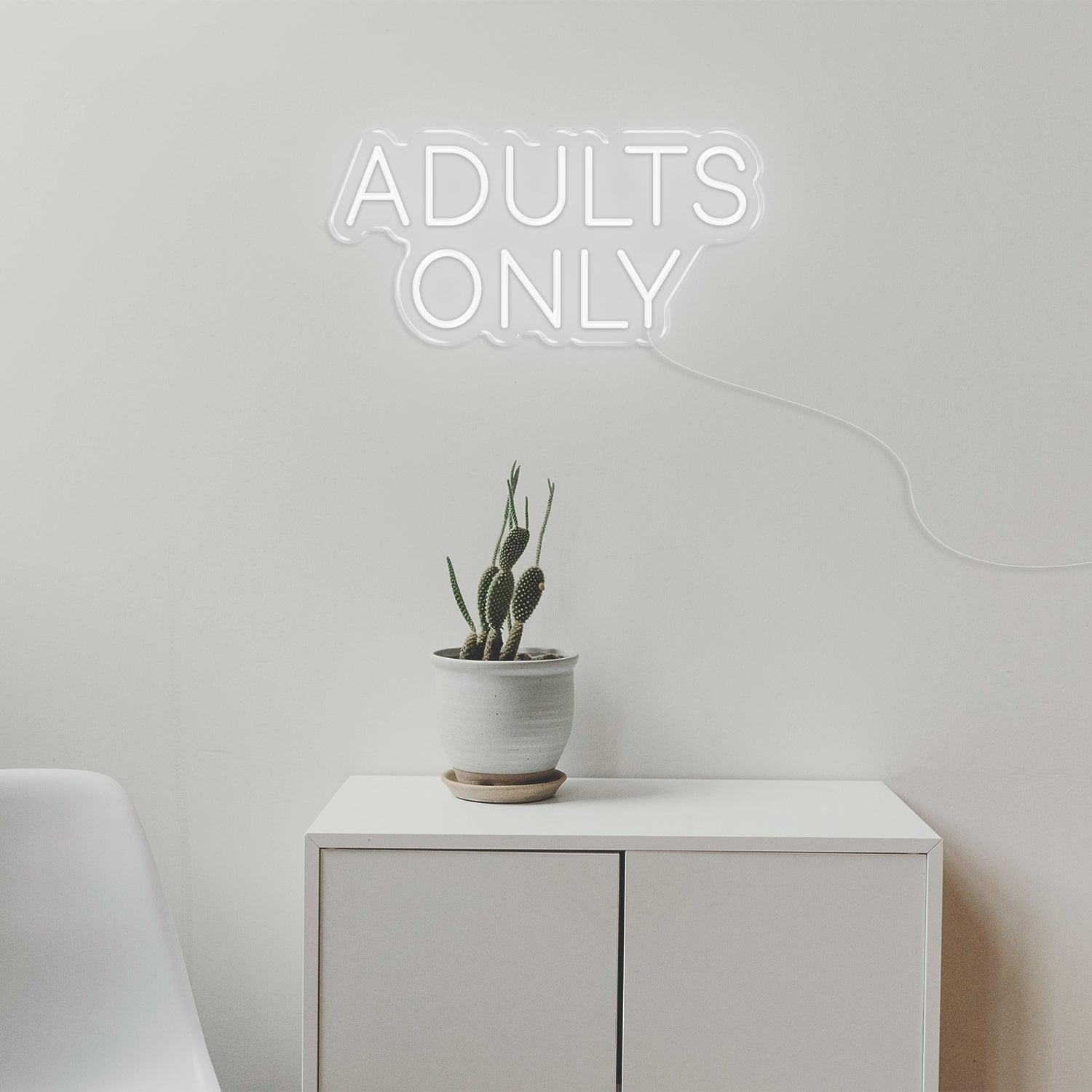 Adults Only Light Blue Text Led Neon Sign For Modern Private Spaces | Shineneon