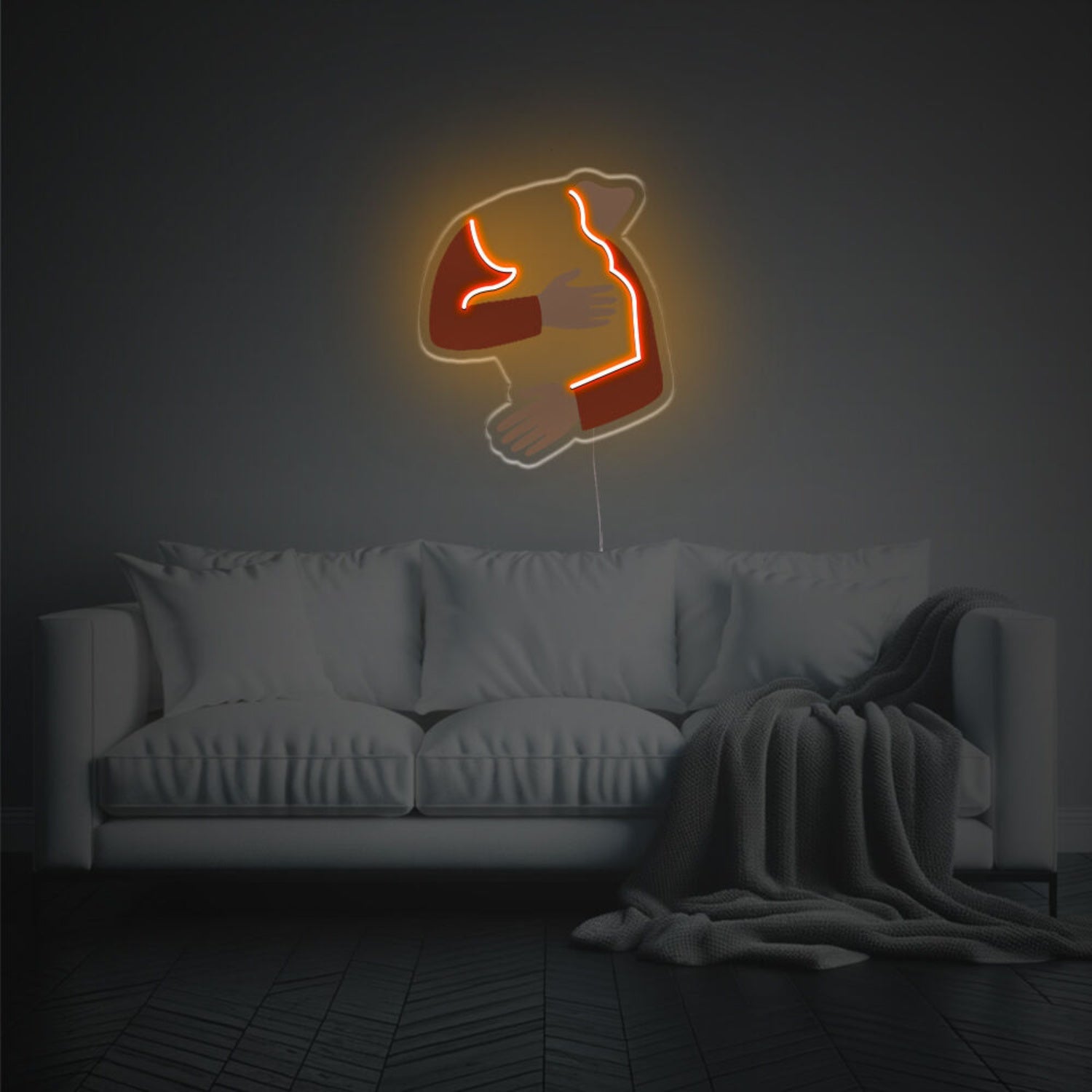 Aesthetic Couple Huging Led Neon Acrylic Artwork | Shineneon
