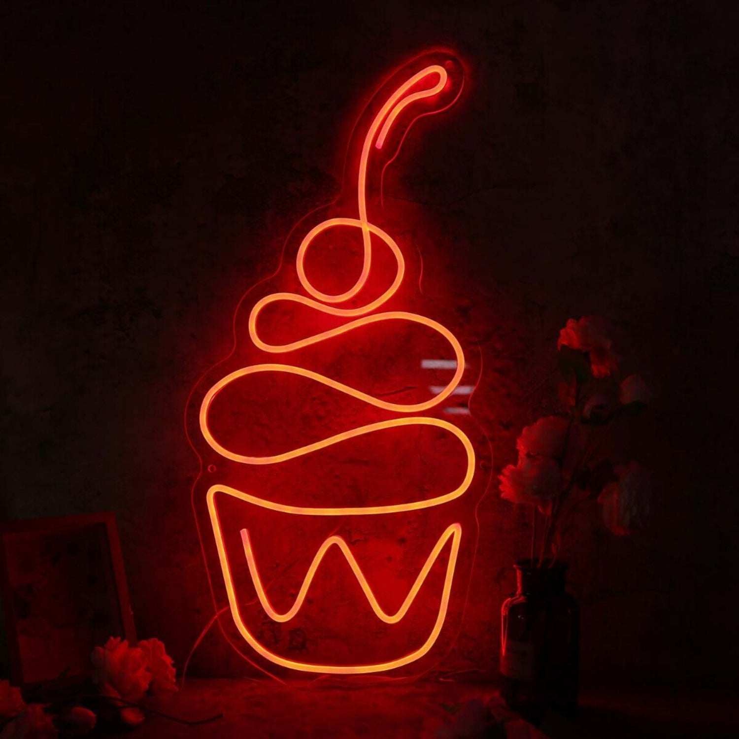 Aesthetic Cup Cake Red Neon Sign | Shineneon