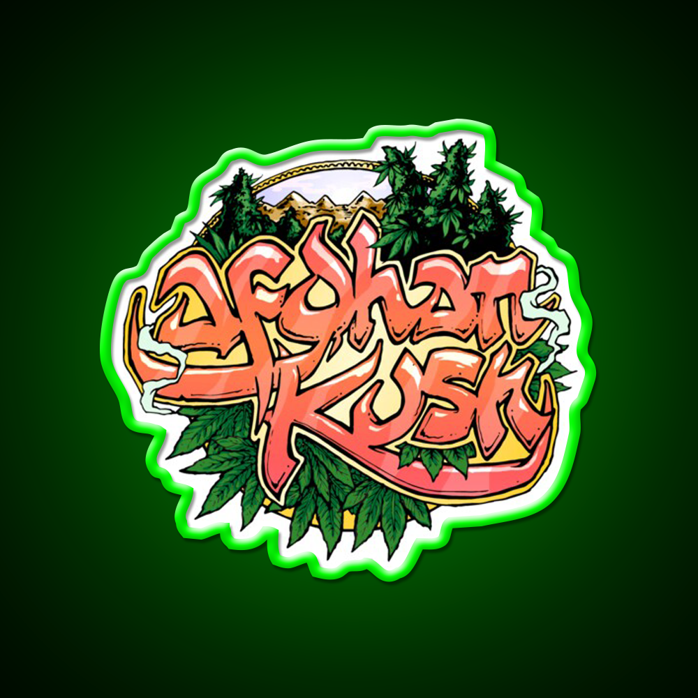 Afghan Kush Artwork Hemp Inspired Green Leaf Led Neon Sign Rgb Color - LED neon sign view 8