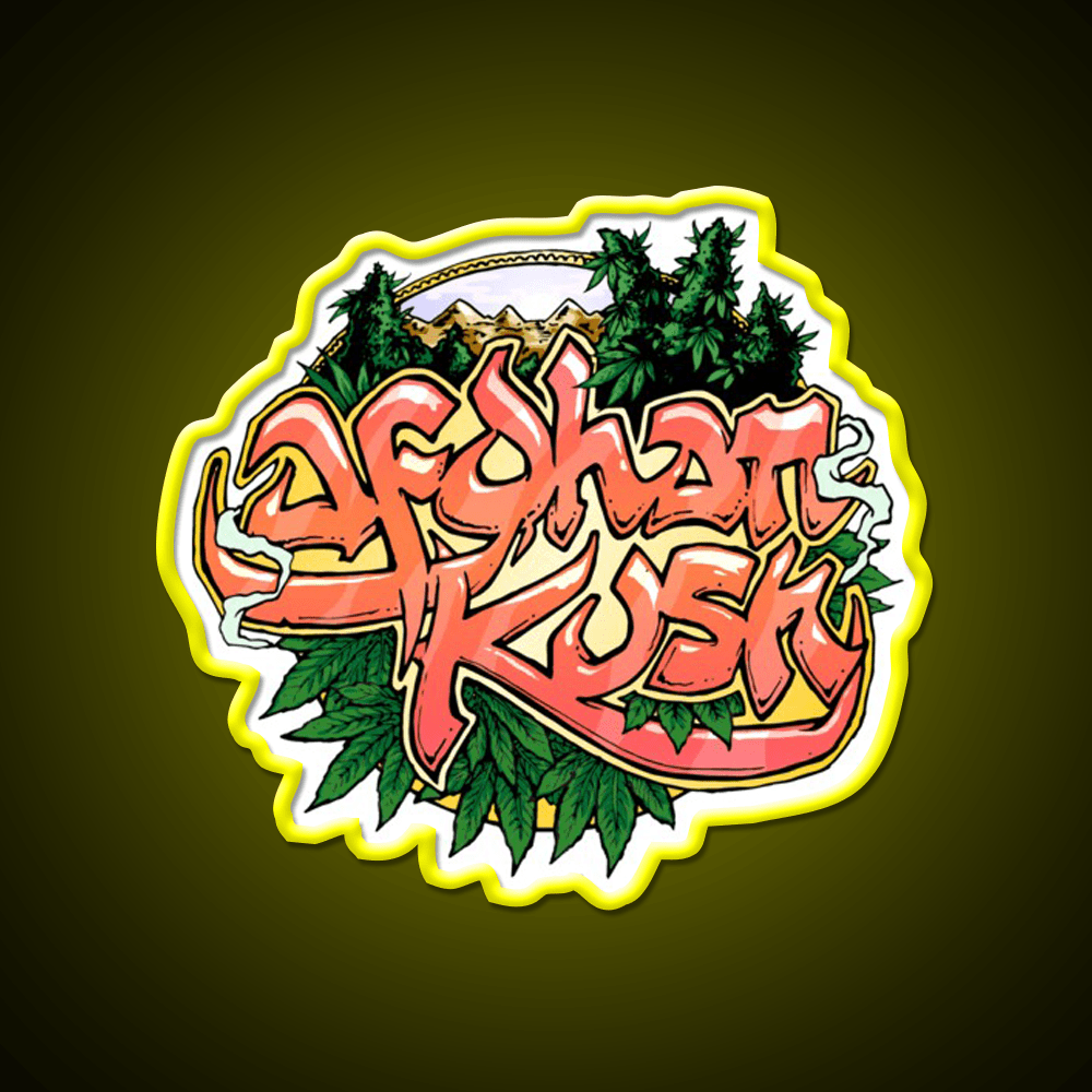 Afghan Kush Artwork Hemp Inspired Green Leaf Led Neon Sign Rgb Color - Shineneon