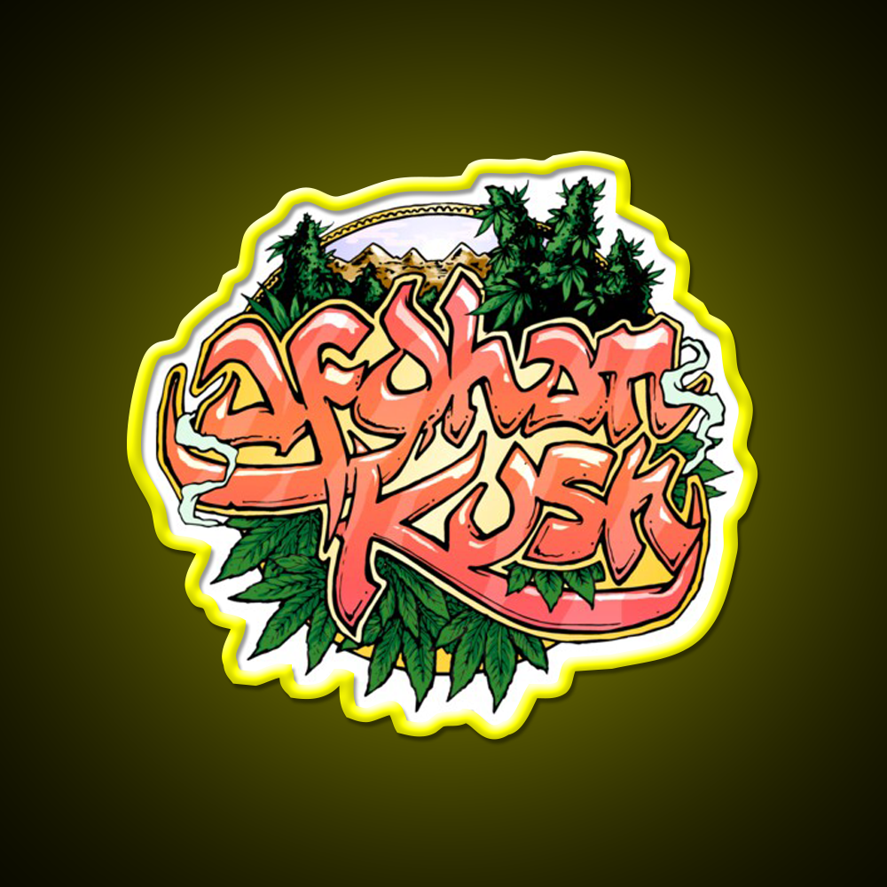 Afghan Kush Artwork Hemp Inspired Green Leaf Led Neon Sign Rgb Color - LED neon sign view 7
