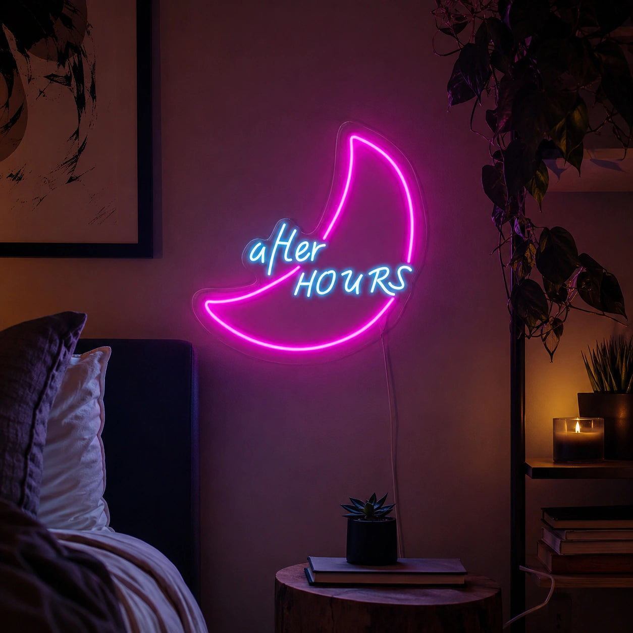 After Hours Crescent Neon Sign LED Neon Sign real lifestyle scene