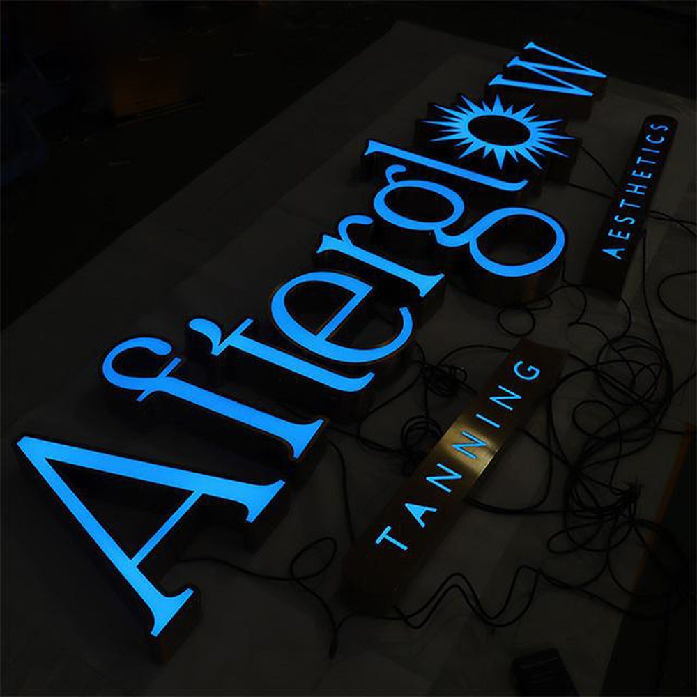 Afterglow Tanning Aesthetics 3D Frontlit Letters Metal Led Sign