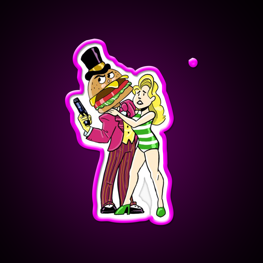 Agent Mccheese Fast Food Led Neon Sign For Burger Place Rgb Color