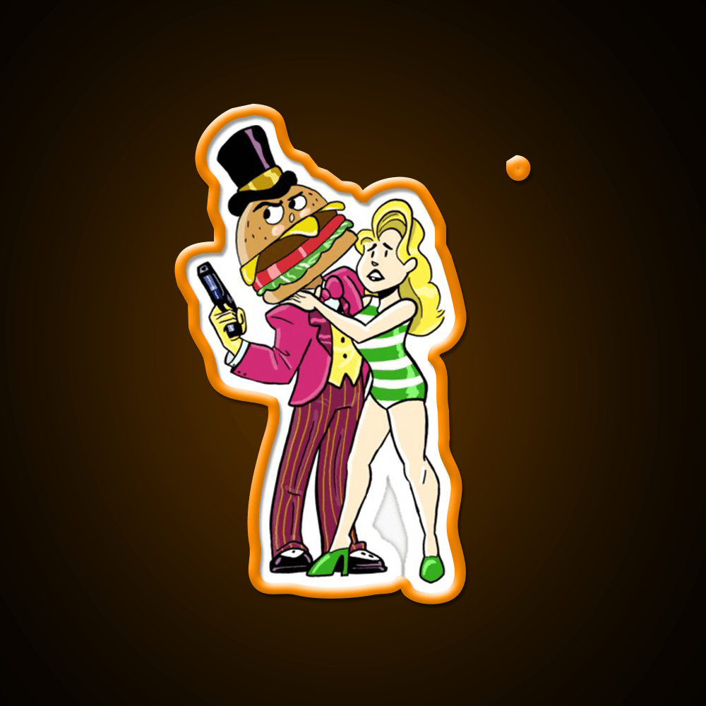 Agent Mccheese Fast Food Led Neon Sign For Burger Place Rgb Color - Shineneon