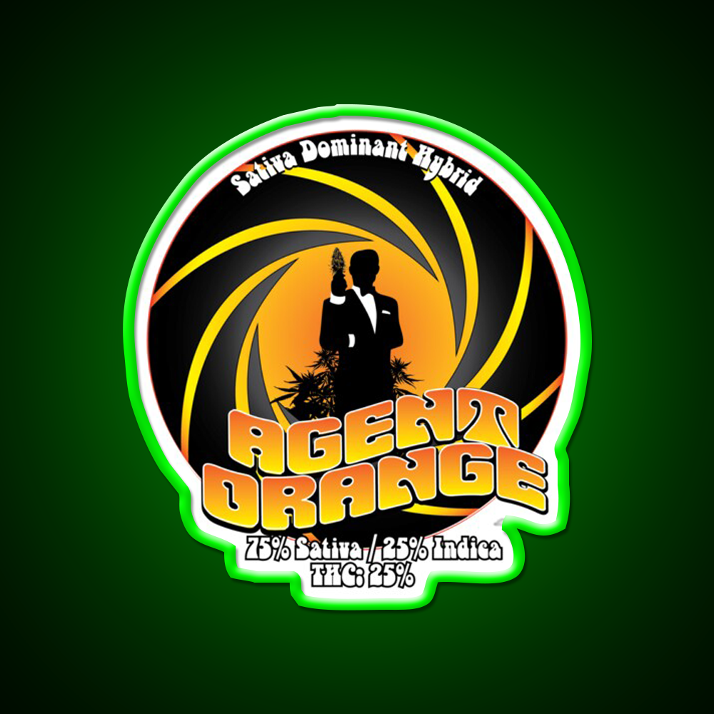 Agent Orange Strain Art Hemp Inspired Green Leaf Led Neon Sign Rgb Color