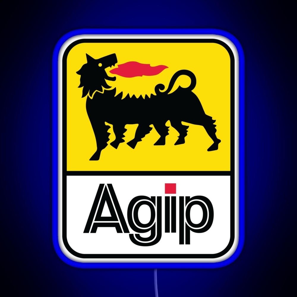 Agip Lubricants Logo 1968 1998 Rgb Led Neon Sign Pop Wall Art - Shineneon