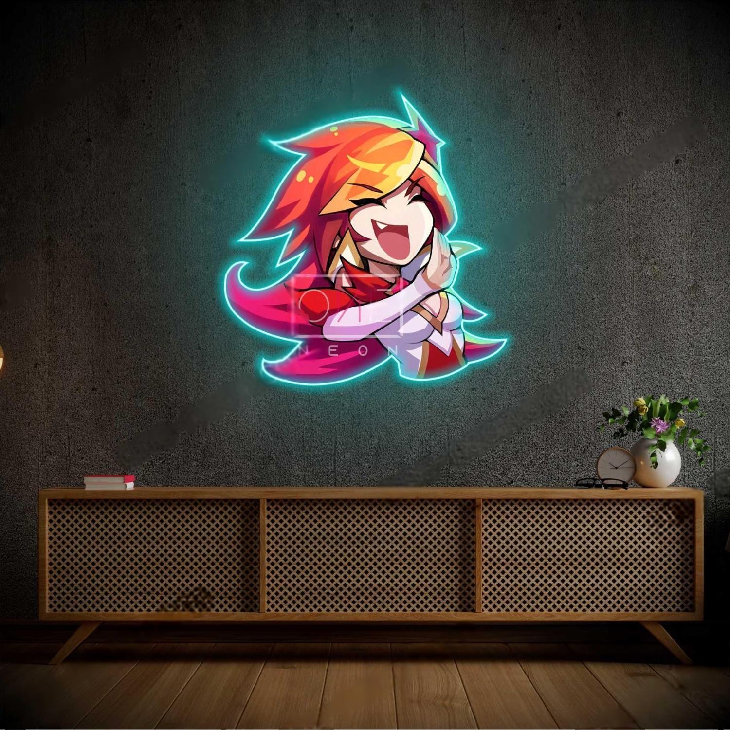 Ahri Chibi Lol Multi-Color Cartoon Led Neon Sign For Anime Room Decor | Shineneon