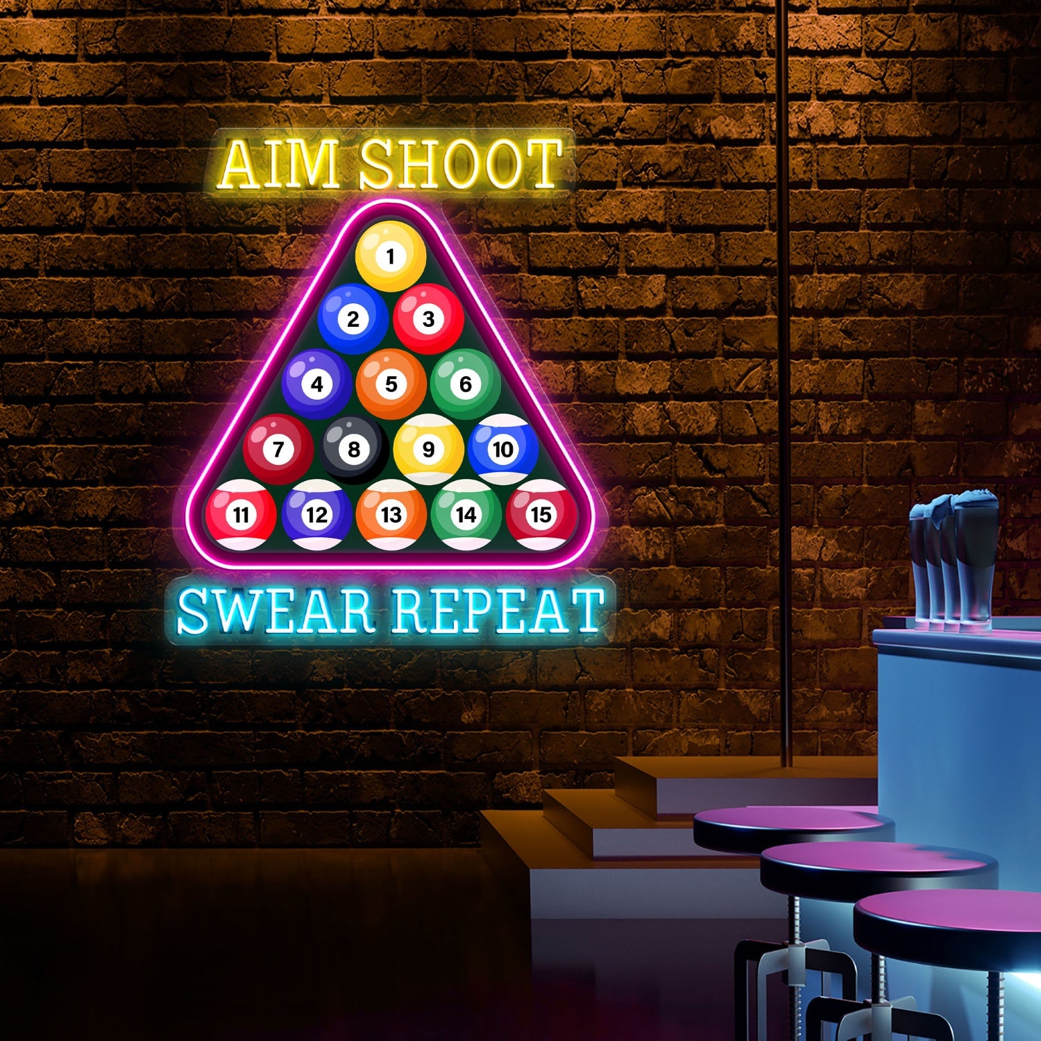 Aim Shoot Swear Repeat Acrylic Led Neon Sign | Shineneon