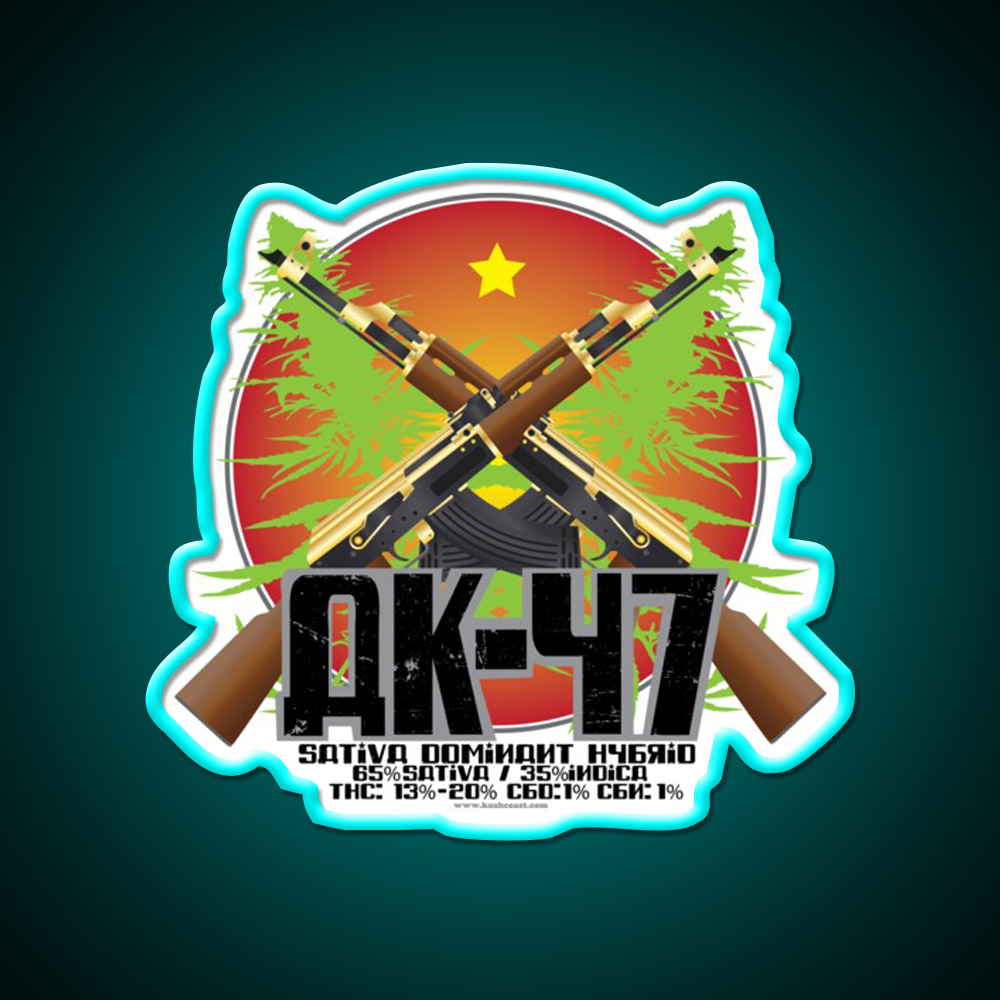 Ak 47 Strain Art Hemp Inspired Green Leaf Led Neon Sign Rgb Color - Size and dimension reference