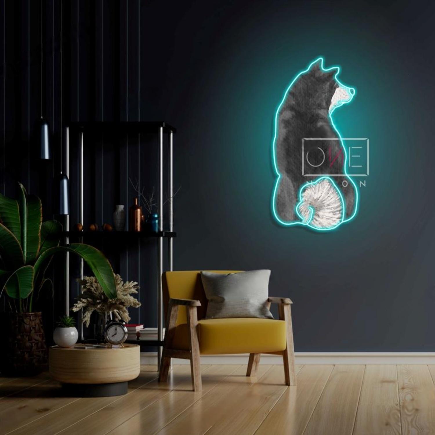 Akita Dog Silhouette Blue-Green Led Neon Sign For Modern Home Decor | Shineneon