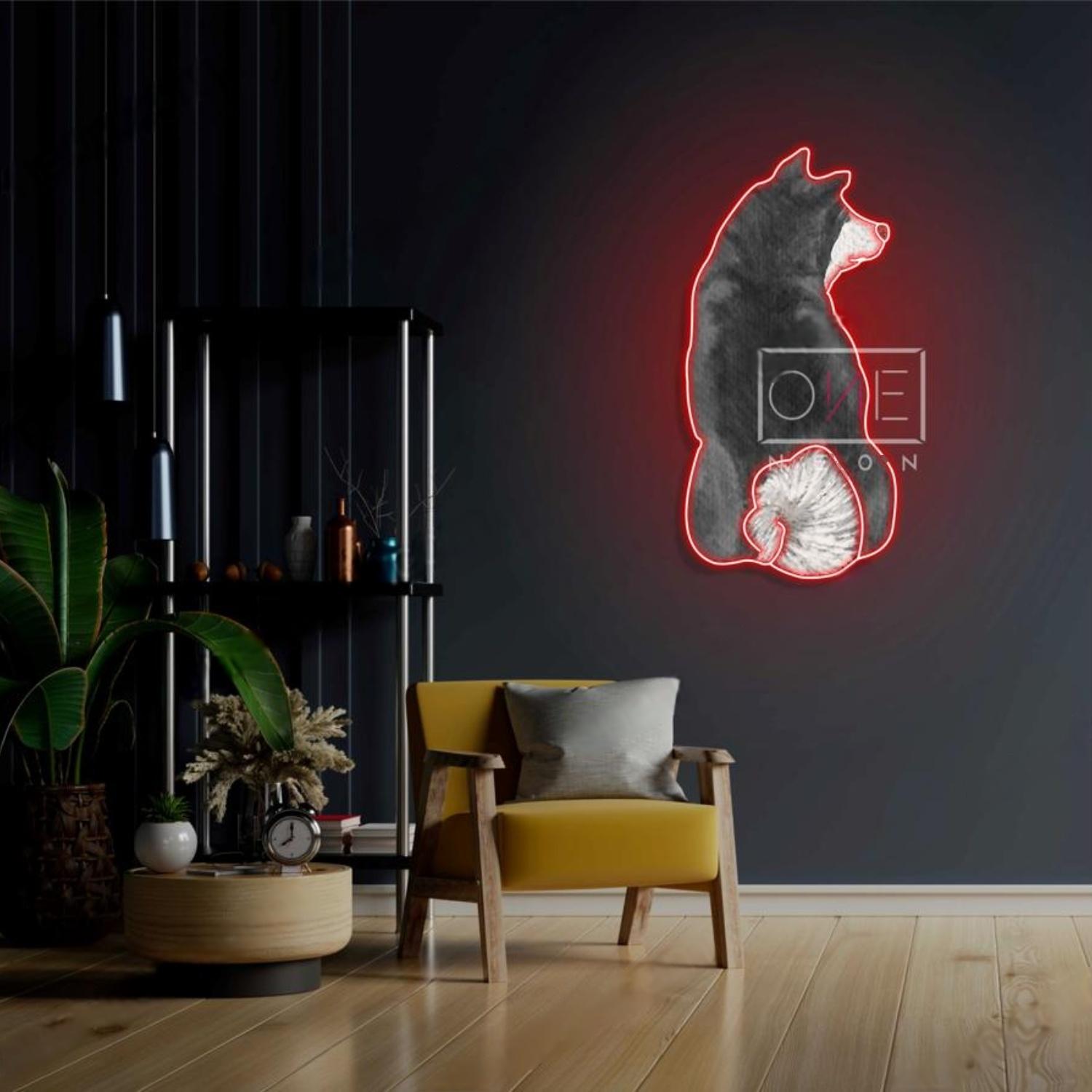 Akita Dog Silhouette Blue-Green Led Neon Sign For Modern Home Decor | Shineneon