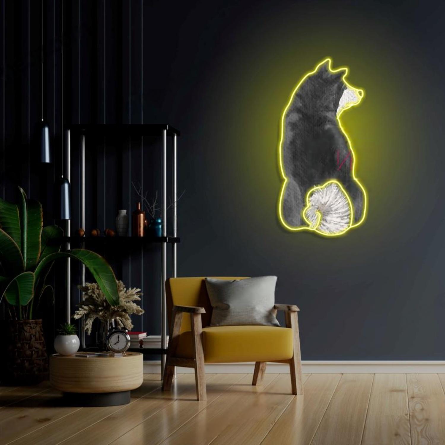 Akita Dog Silhouette Blue-Green Led Neon Sign For Modern Home Decor | Shineneon