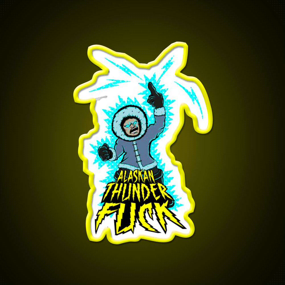 Alaskan Thunder Fuck Hemp Inspired Green Leaf Led Neon Sign Rgb Color - Custom LED neon sign front view