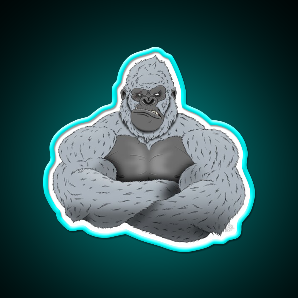 Albino Angry Gorilla Gym Fitness Led Neon Sign Rgb Color