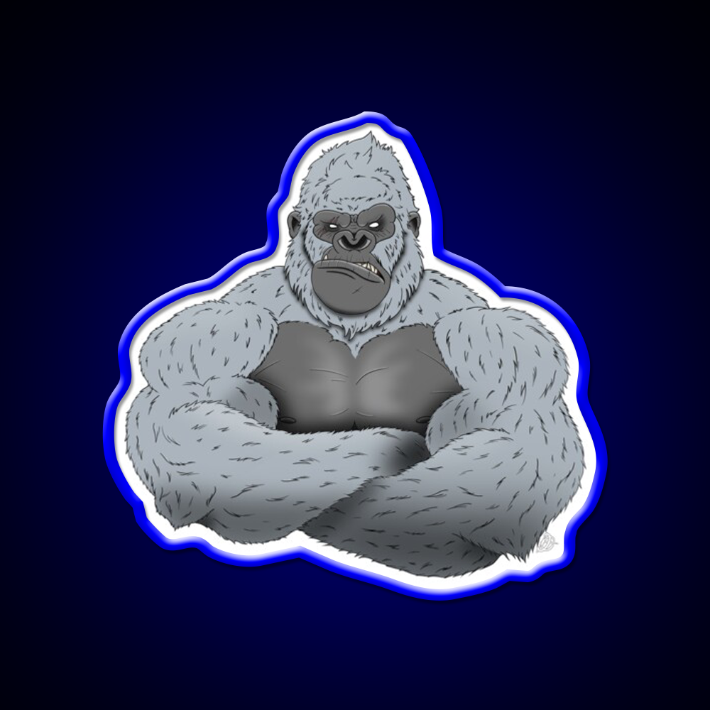 Albino Angry Gorilla Gym Fitness Led Neon Sign Rgb Color