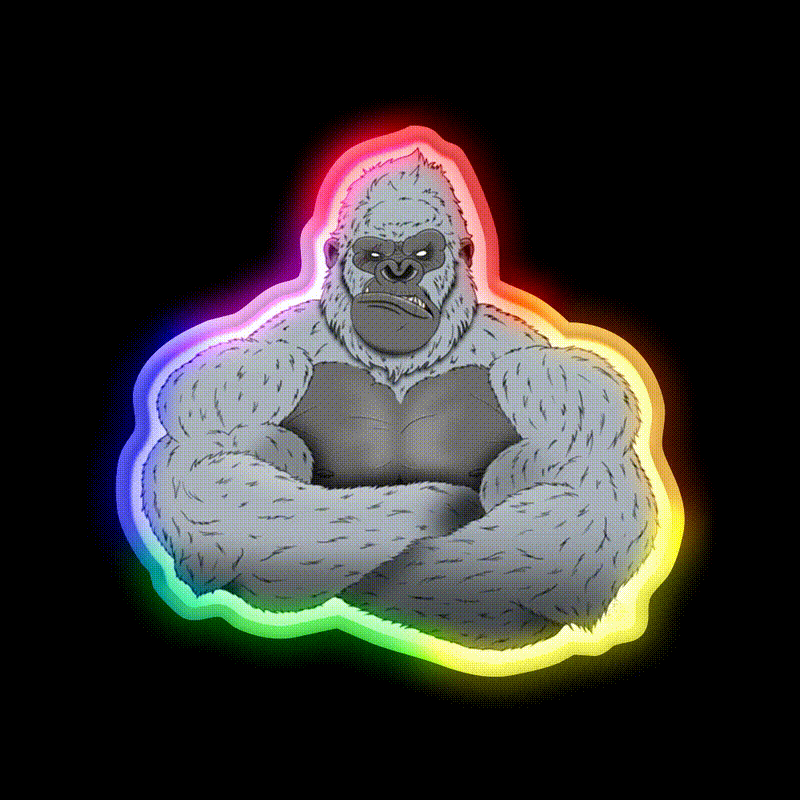 Albino Angry Gorilla Gym Fitness Led Neon Sign Rgb Color