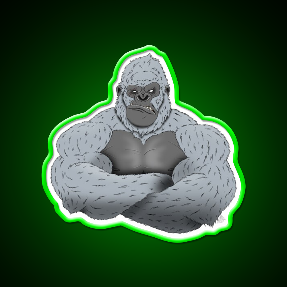 Albino Angry Gorilla Gym Fitness Led Neon Sign Rgb Color