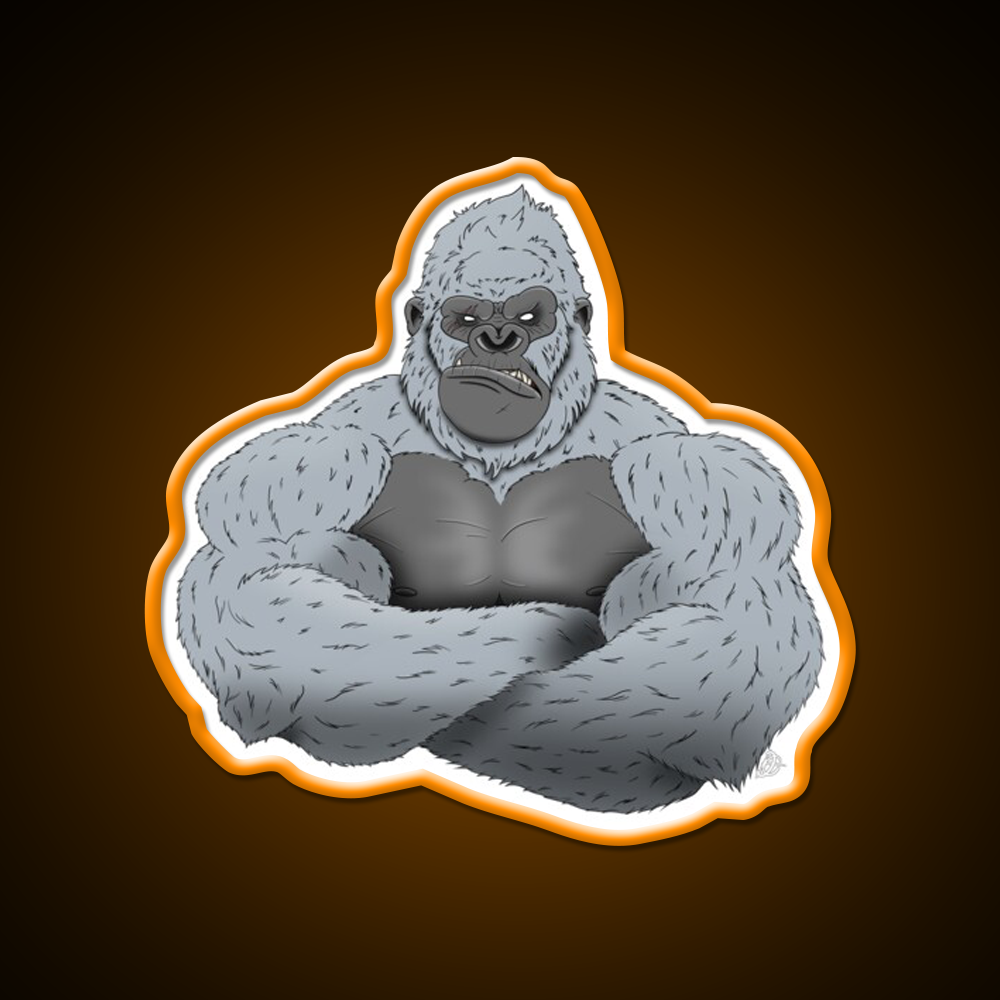Albino Angry Gorilla Gym Fitness Led Neon Sign Rgb Color
