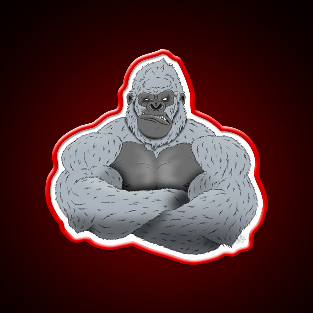 Albino Angry Gorilla Gym Fitness Led Neon Sign Rgb Color