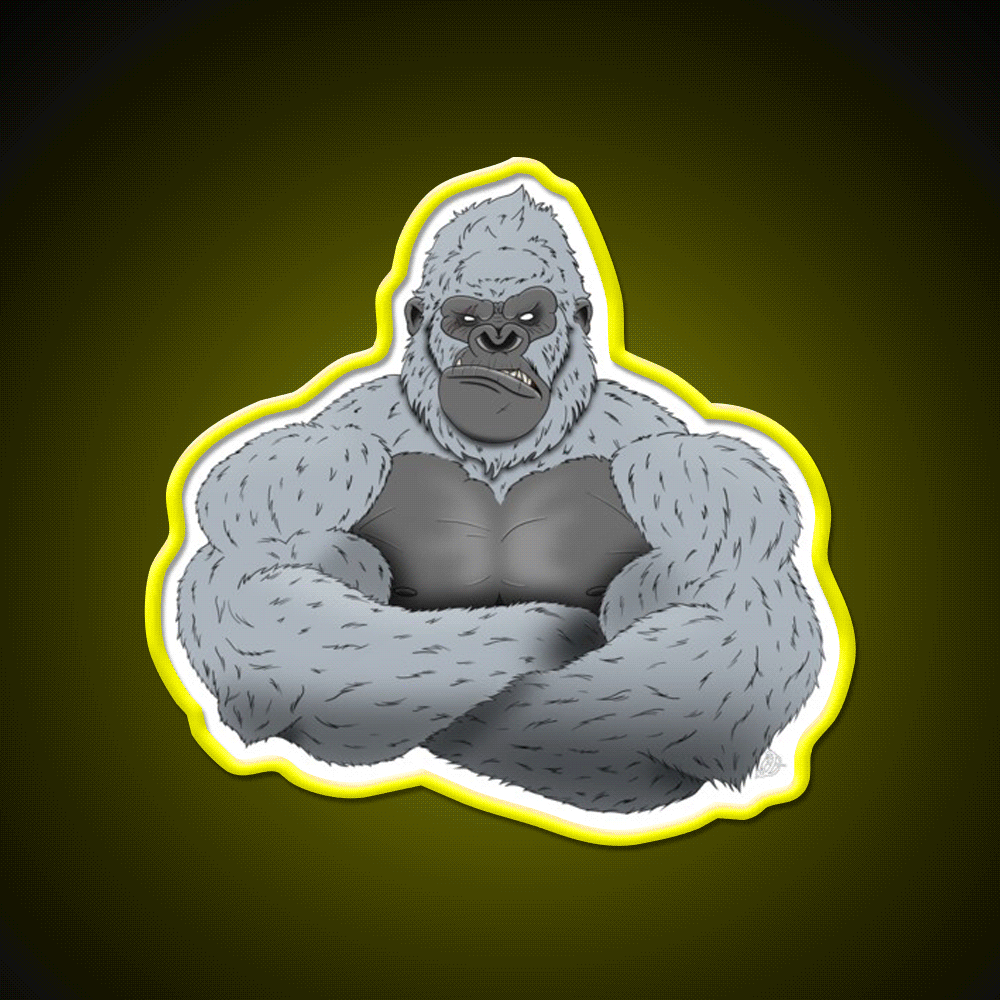Albino Angry Gorilla Gym Fitness Led Neon Sign Rgb Color