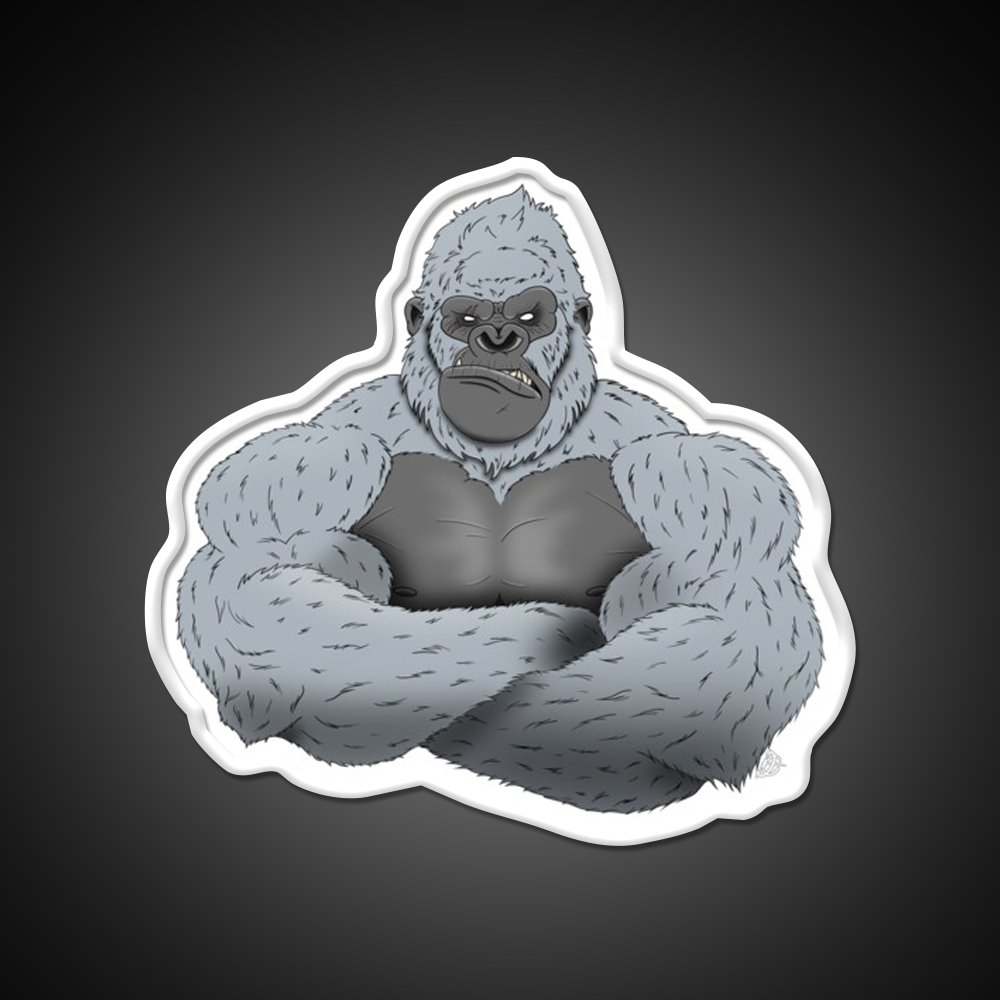 Albino Angry Gorilla Gym Fitness Led Neon Sign Rgb Color