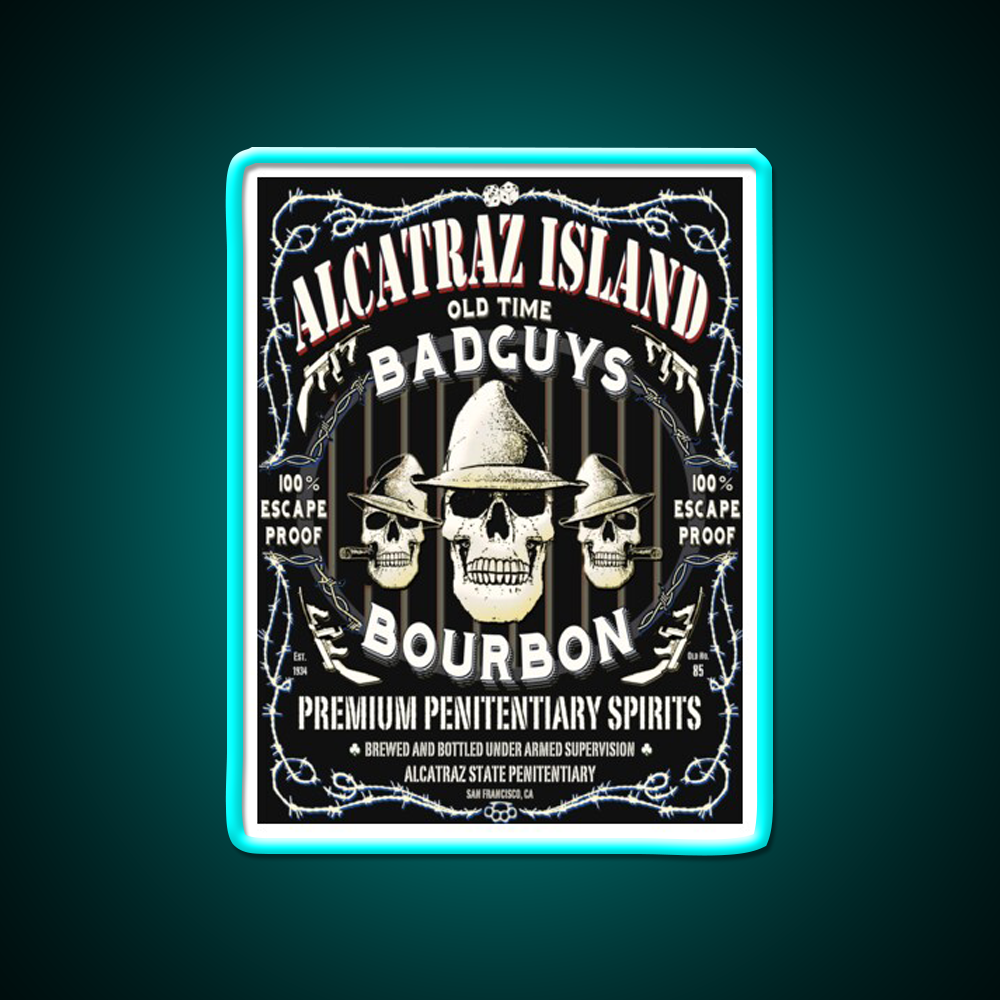 Alcatraz Island Badguys Bourbon Whiskey Drink Bar Led Neon Sign Rgb Color