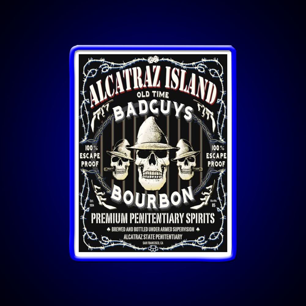 Alcatraz Island Badguys Bourbon Whiskey Drink Bar Led Neon Sign Rgb Color