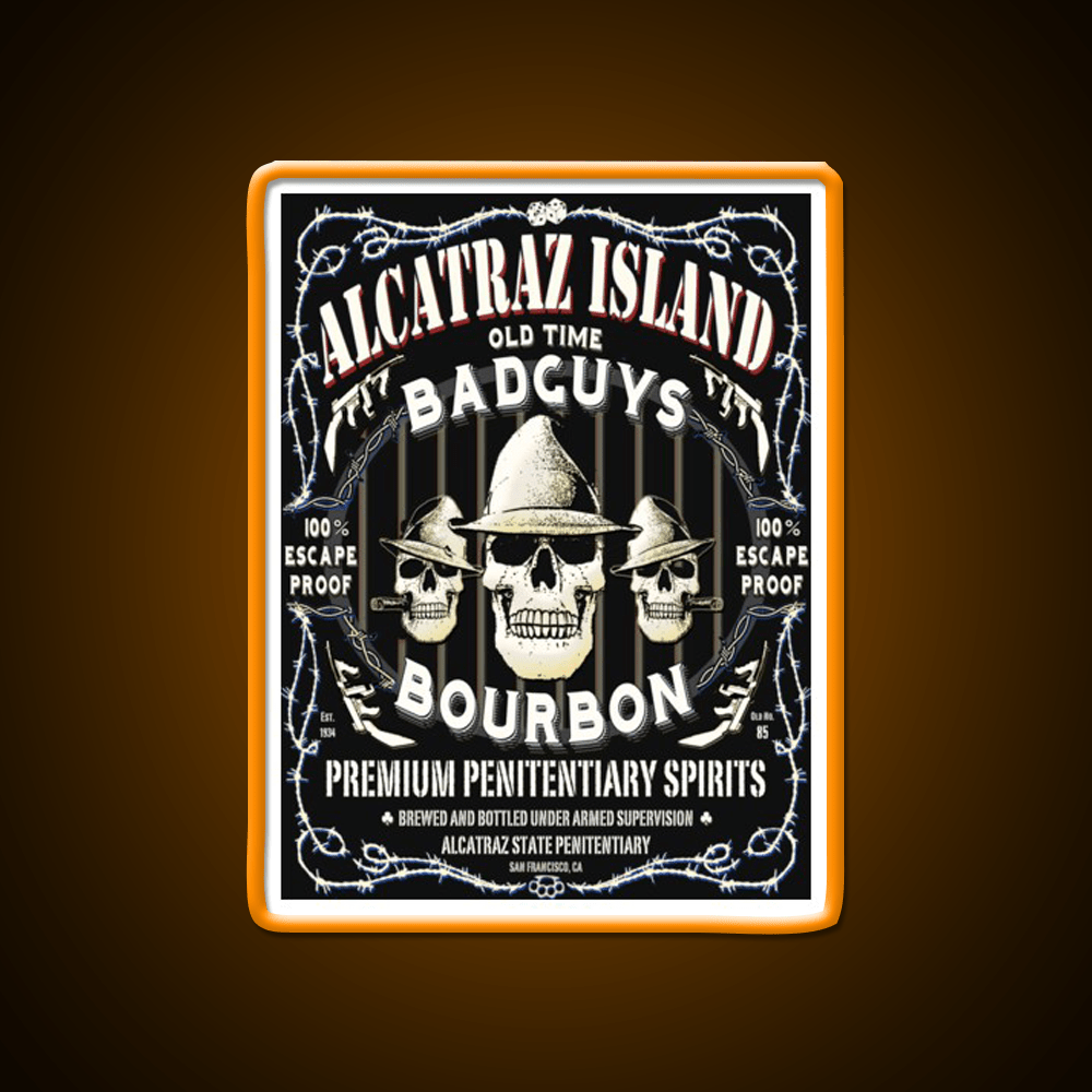 Alcatraz Island Badguys Bourbon Whiskey Drink Bar Led Neon Sign Rgb Color - Shineneon