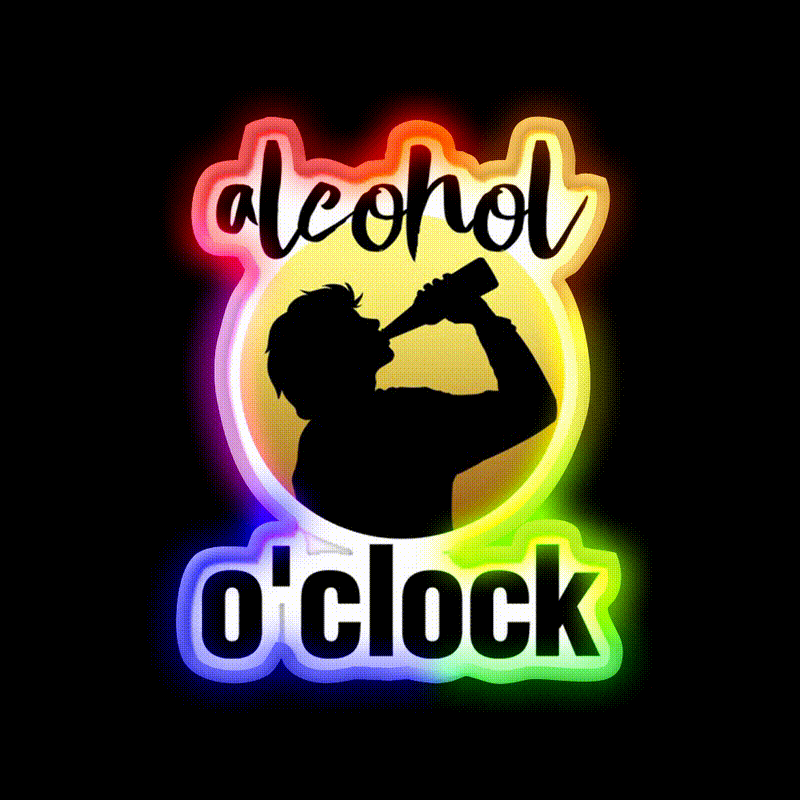 Alcohol Oclock Man Cave Bar Led Neon Sign Rgb Color