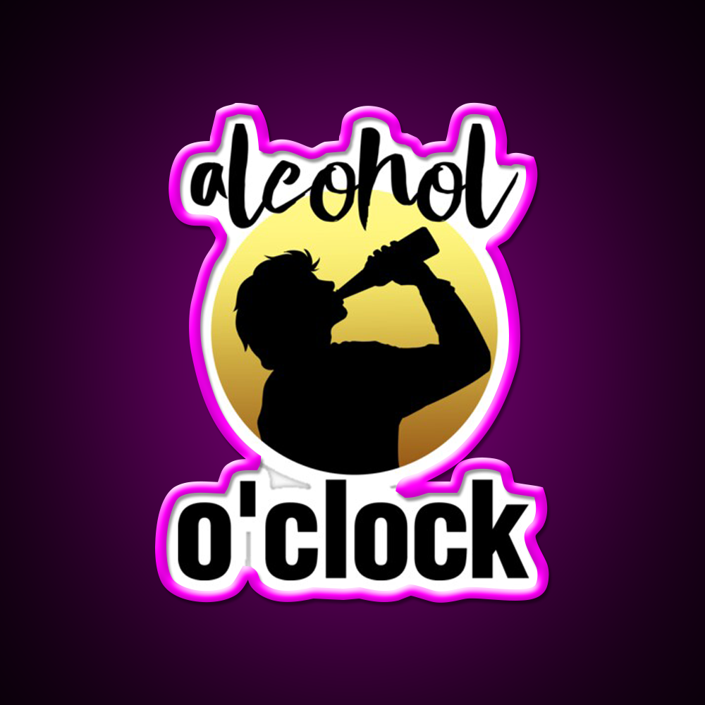 Alcohol Oclock Man Cave Bar Led Neon Sign Rgb Color