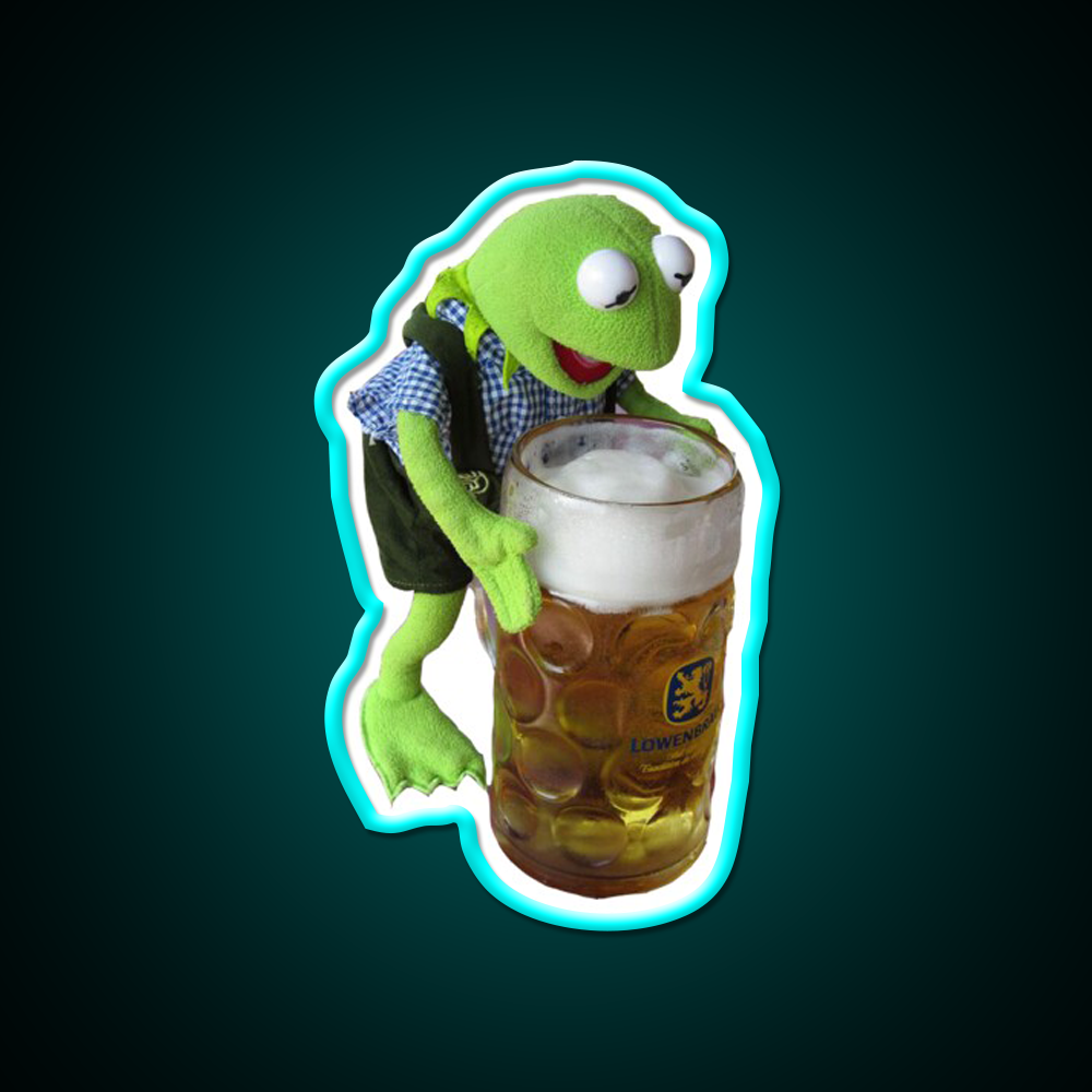 Alcoholic Kermit Beer Bar Decor Led Neon Sign Rgb Color - Neon sign mounted on wall in room