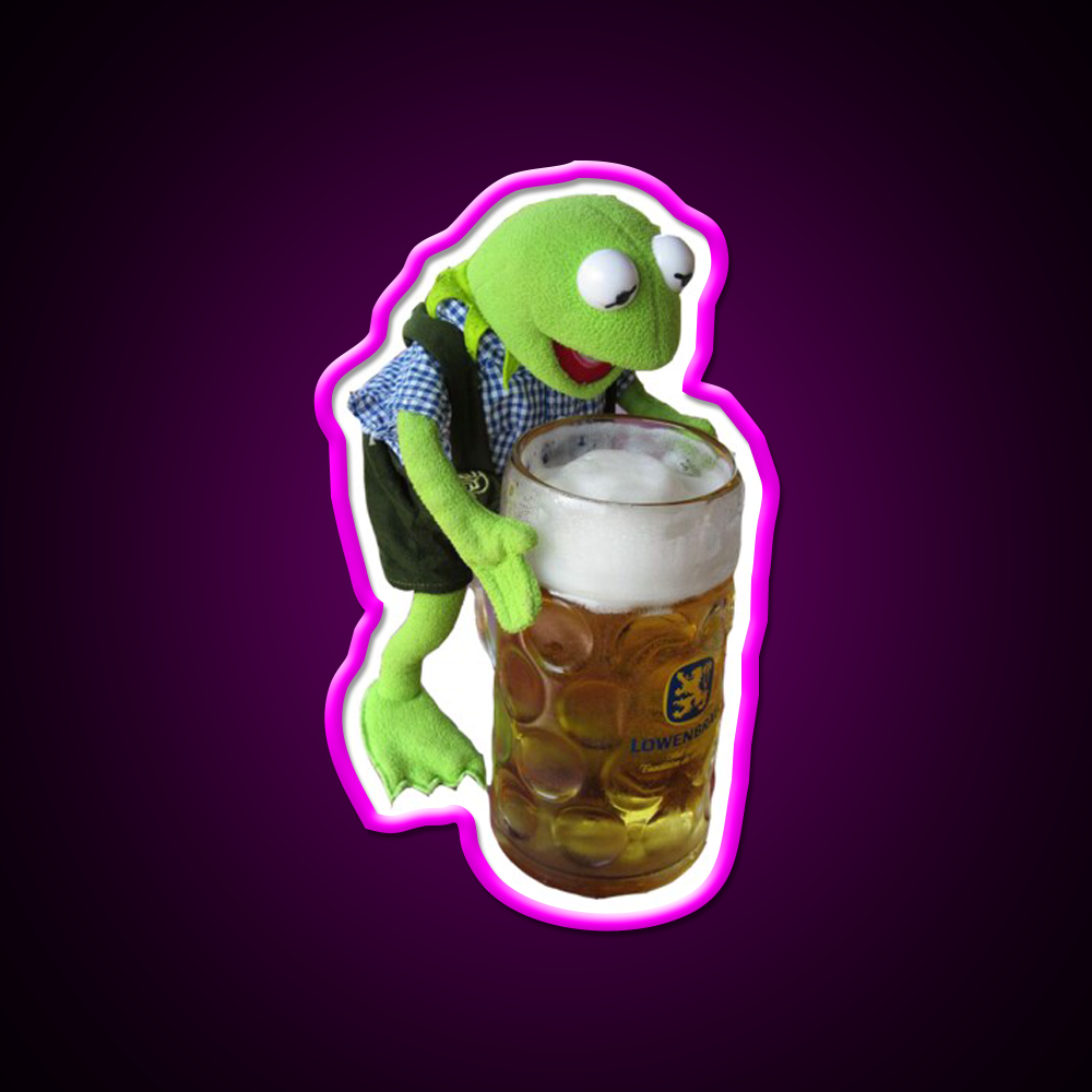 Alcoholic Kermit Beer Bar Decor Led Neon Sign Rgb Color - LED neon sign close-up detail