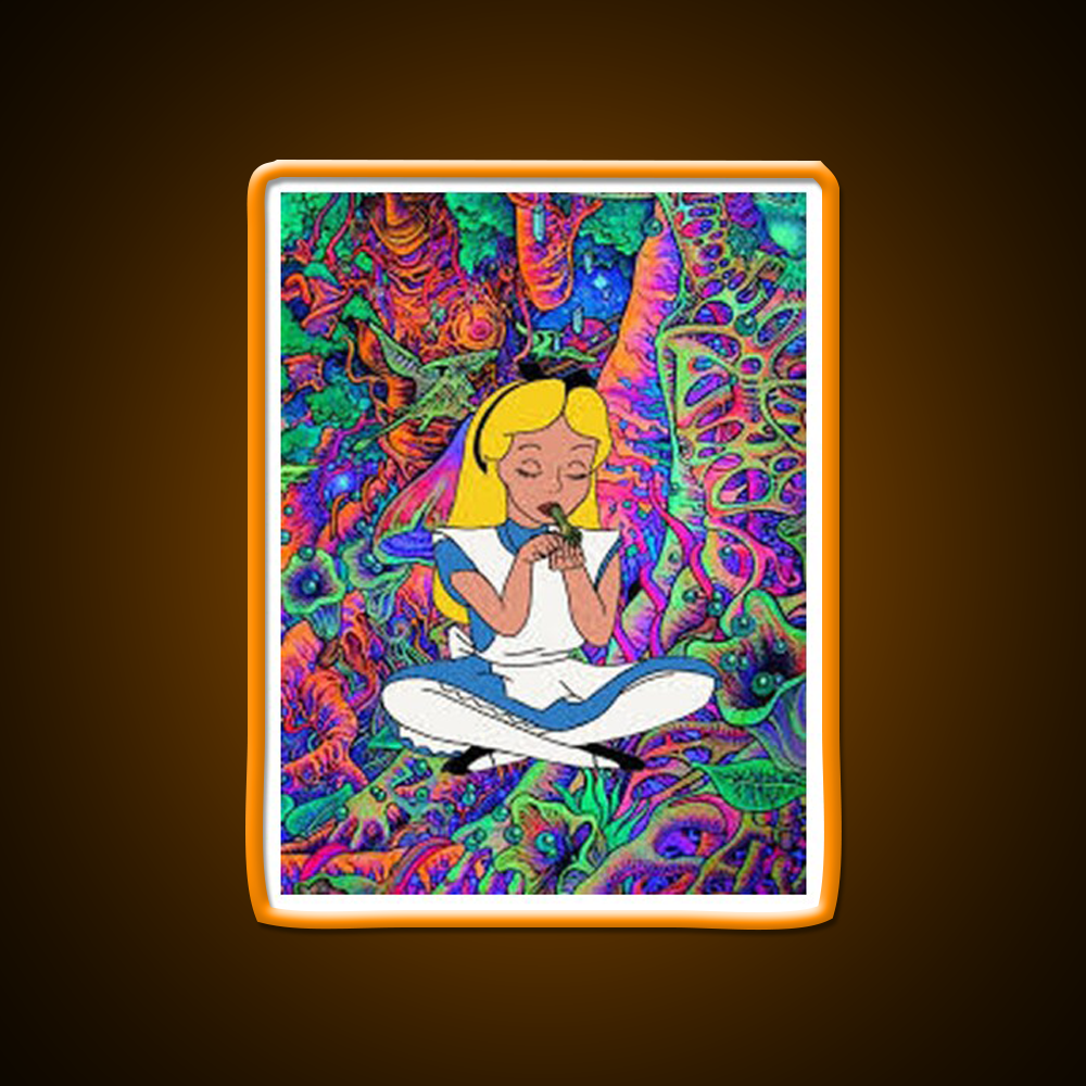 Alice In Wonderland Psychedelic Hemp Inspired Green Leaf Led Neon Sign Rgb Color - Shineneon