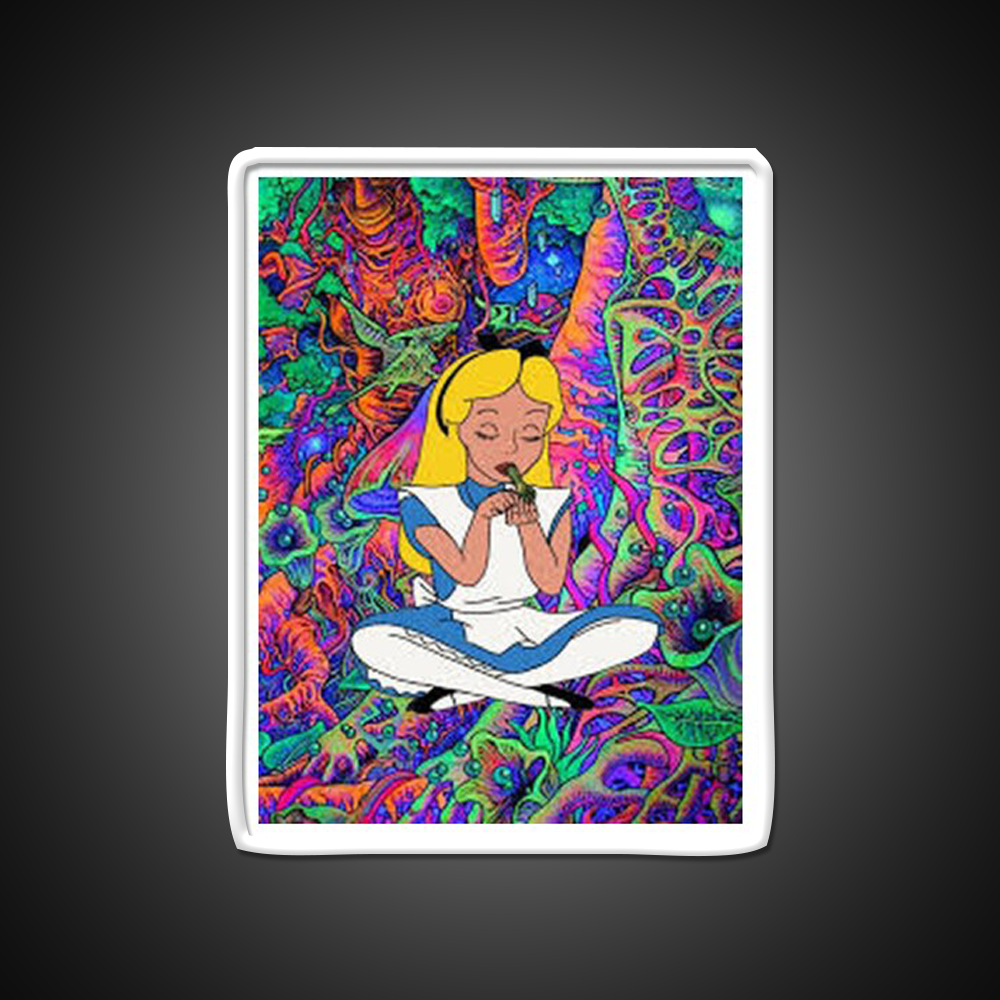 Alice In Wonderland Psychedelic Hemp Inspired Green Leaf Led Neon Sign Rgb Color - Shineneon