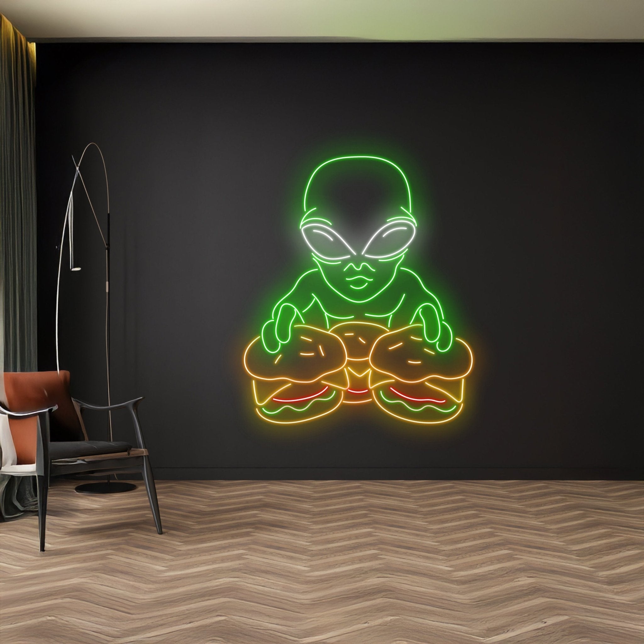 Alien Eating Burger Neon Sign - Shineneon